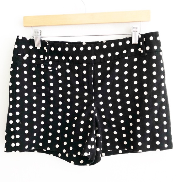 LOFT Pants - LOFT Black Polka Dot Shorts White High Waist